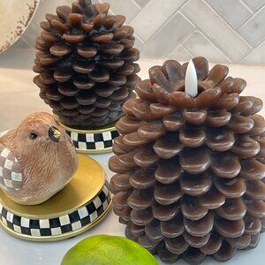 MacKenzie Childs Pinecone Flameless Candles (set of 2)